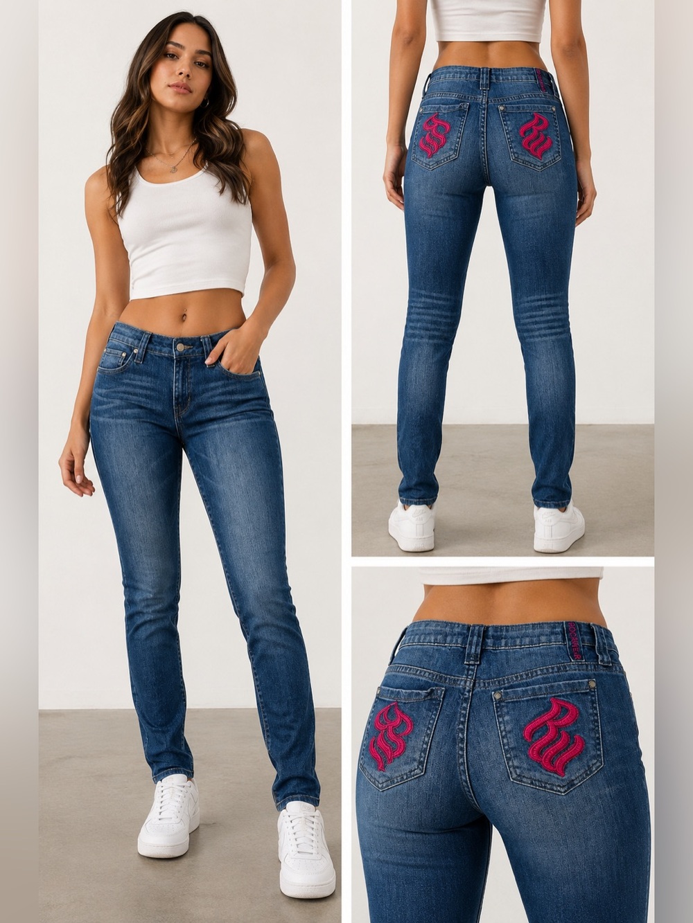 Rocawear Vintage Y2K Embroidered Pocket Skinny Jeans Multiple Sizes
